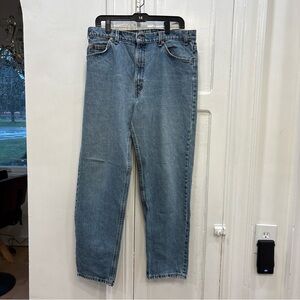 VTG Levis 550 Jeans Mens 36x32 Batwing Orange Tab Blue Relaxed Fit 90s